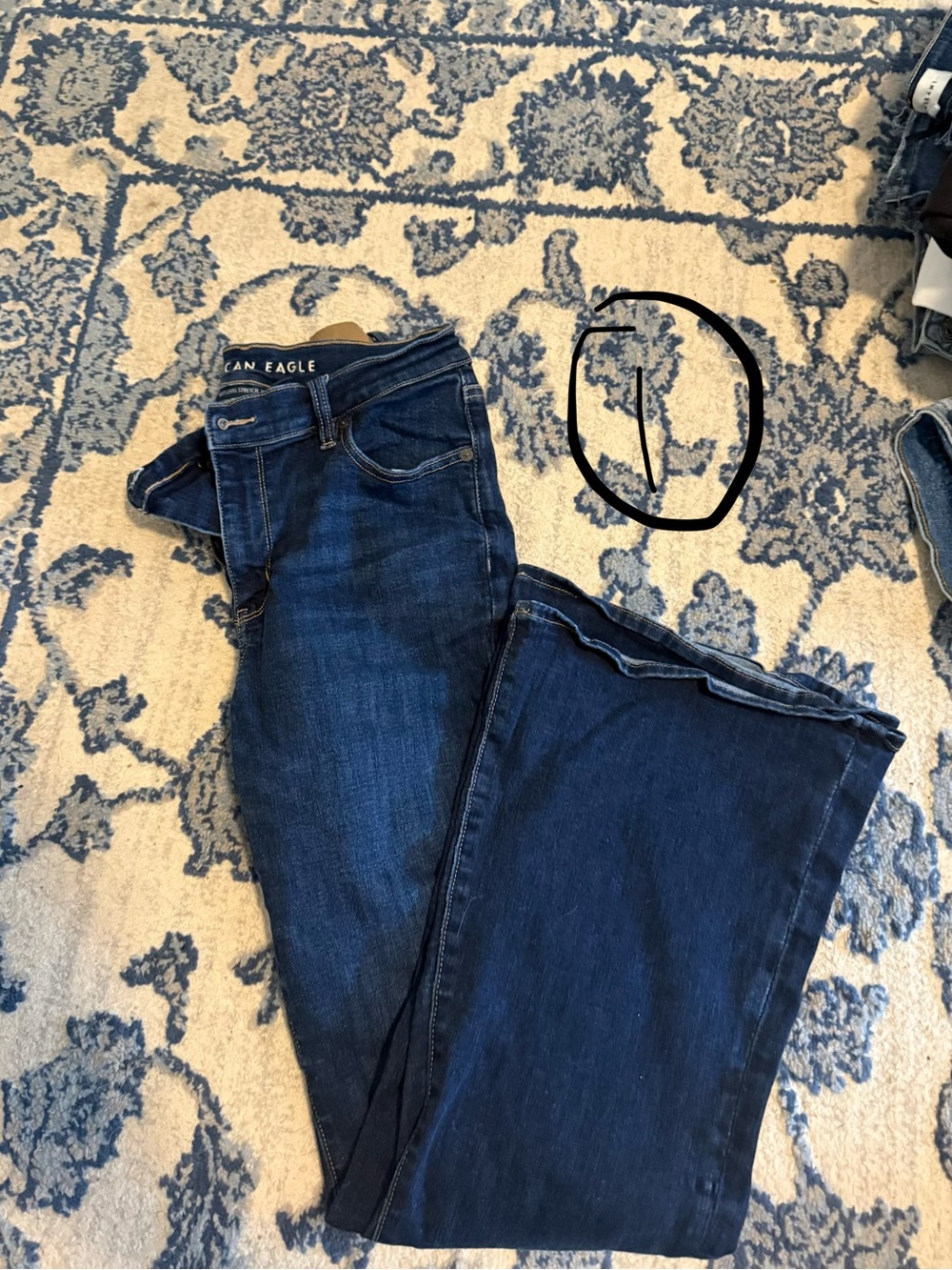 American Eagle Outfitters Dark Blue Wide Leg Jeans